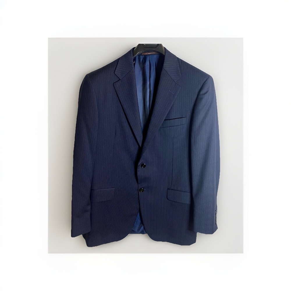 Hickey Freeman USA Made Navy‎ Blue Pin Stripe Suit Jacket 41R - Designer Classy